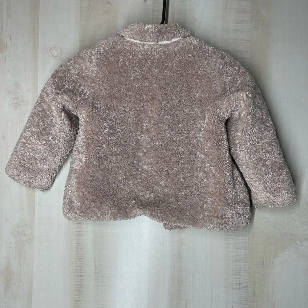 ZARA baby light pink‎ mauve sherpa coat, 3-4 years